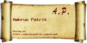 Ambrus Patrik névjegykártya